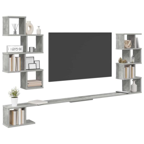 Wandmontiertes TV-Regal Betongrau 200 x 15 x 94 cm