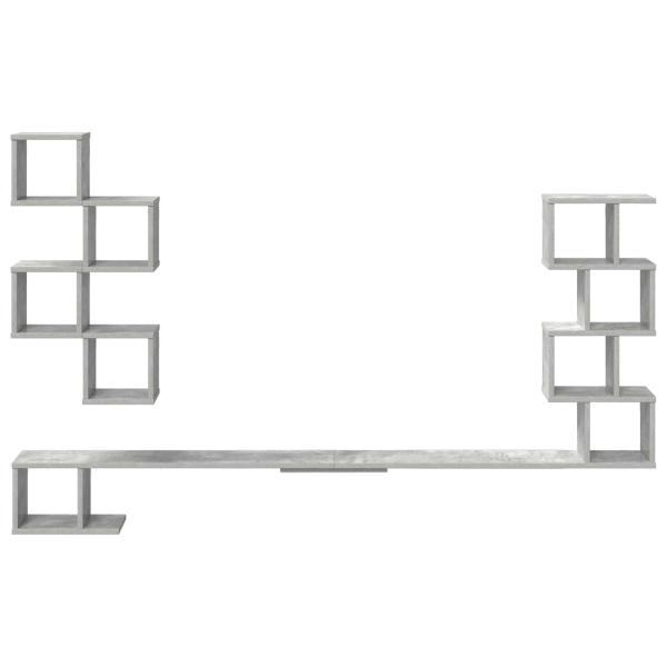 Wandmontiertes TV-Regal Betongrau 200 x 15 x 94 cm
