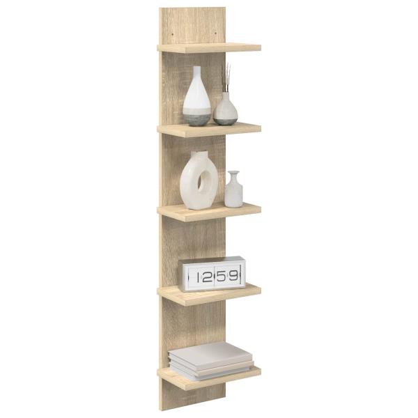 Wandregal 2 Stk. Sonoma-Eiche 22 x 15 x 100 cm Holzwerkstoff