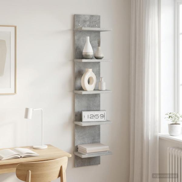 ARDEBO.de - Wandregal Betongrau 22 x 15 x 100 cm Holzwerkstoff