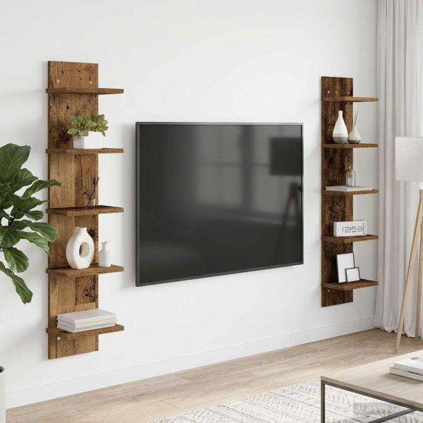 ARDEBO.de - Wandregal 2 stk. Altholz 22 x 15 x 100 cm Holzwerkstoff