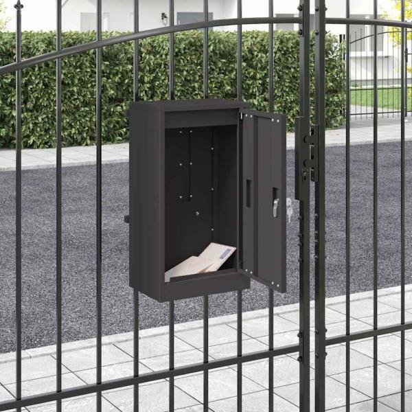 ARDEBO.de - Briefkasten mit Speicher mit Tür Schwarz 30 x 20 x 55 cm Stahl