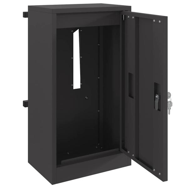 Briefkasten mit Speicher mit Tür Schwarz 30 x 20 x 55 cm Stahl