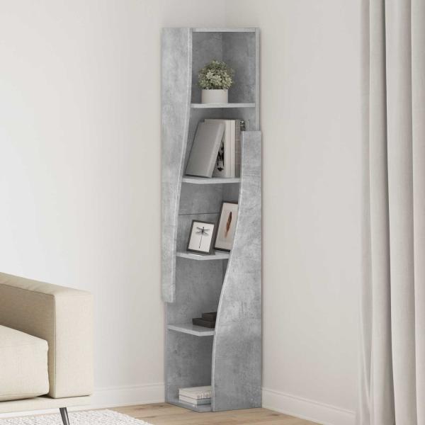 ARDEBO.de - Eckschrank 27,5x27x140cm Holzwerkstoff Betongrau