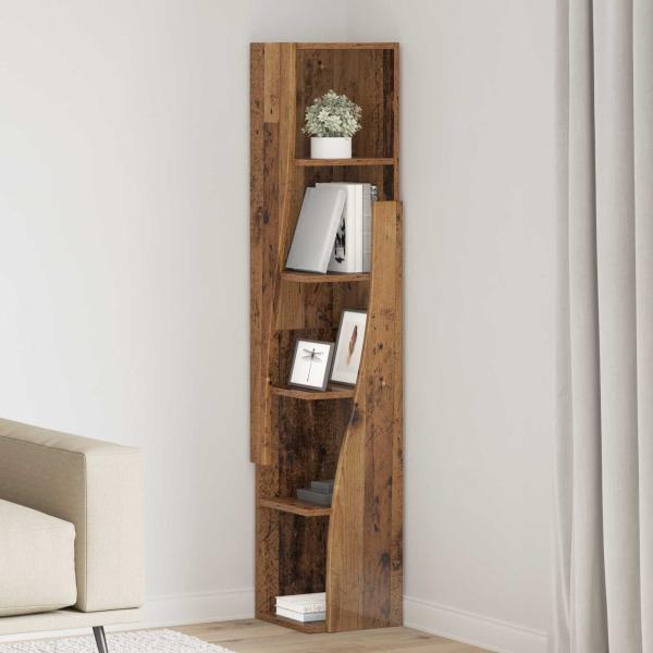 ARDEBO.de - Eckschrank 27,5x27x140cm Holzwerkstoff Altholz