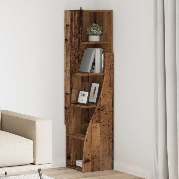 ARDEBO.de - Eckschrank 32x32x140cm Holzwerkstoff Altholz