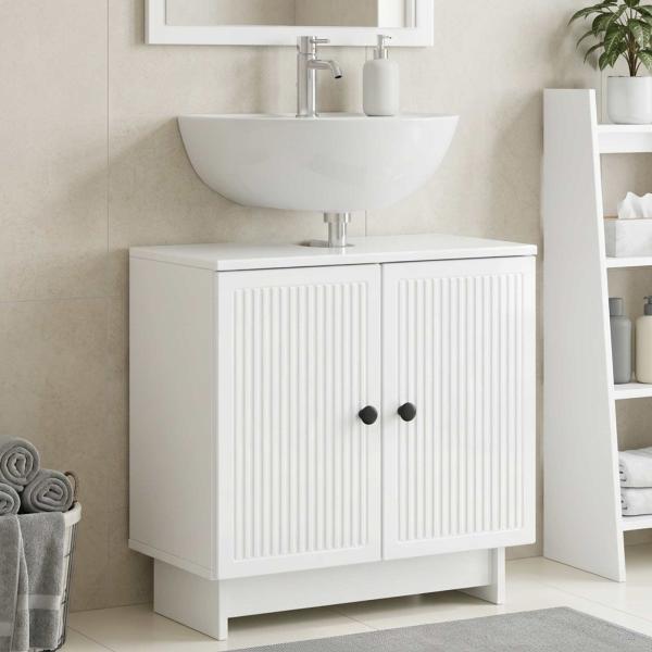 ARDEBO.de - Waschbeckenschrank EDE Hochglanz Weiß 59,5 x 31,5 x 59 cm