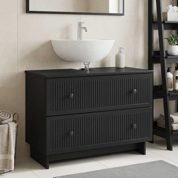 ARDEBO.de - Waschbeckenschrank EDE Schwarz 82 x 41 x 59 cm Holzwerkstoff