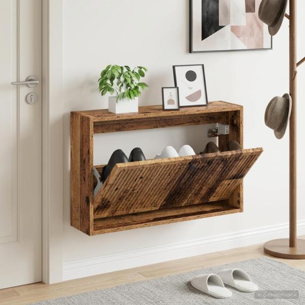 ARDEBO.de - Wandmontierter Schuhschrank EDE 71 x 17 x 43 cm Holzwerkstoff