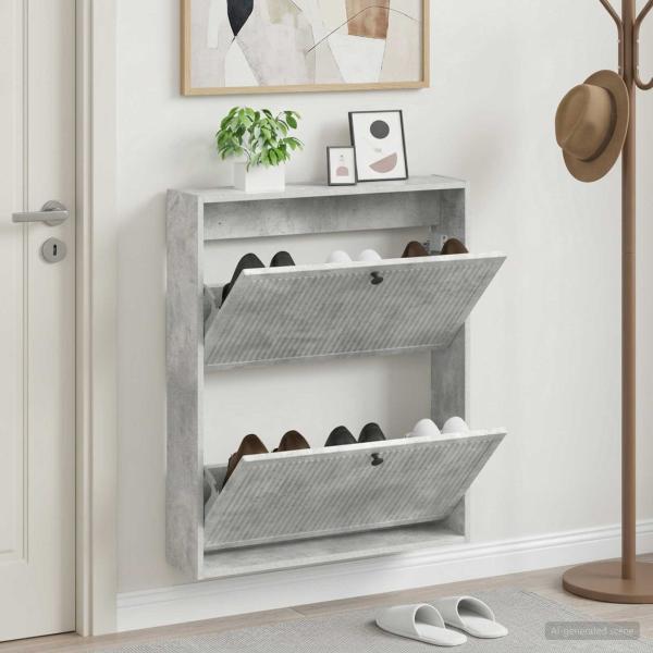 ARDEBO.de - Wandmontierter Schuhschrank EDE 71 x 17 x 86 cm Holzwerkstoff