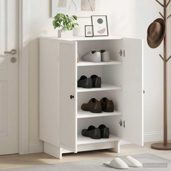 ARDEBO.de - Schuhschrank EDE 59,5 x 39,5 x 90 cm Holzwerkstoff Weiß