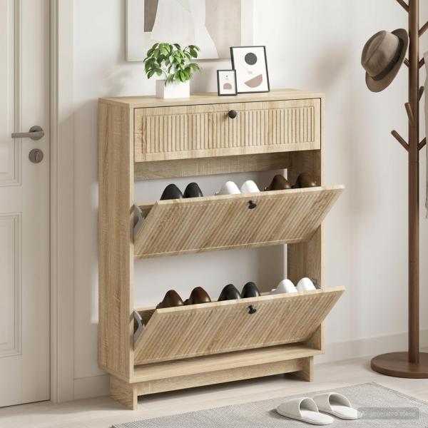 ARDEBO.de - Schuhschrank EDE 78 x 24 x 103 cm Holzwerkstoff Sonoma-Eiche
