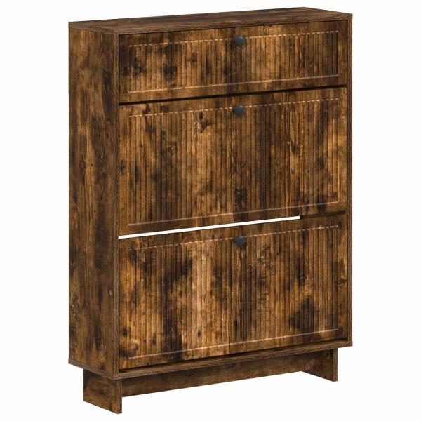 ARDEBO.de - Schuhschrank EDE 78 x 24 x 103 cm Holzwerkstoff Raucheiche
