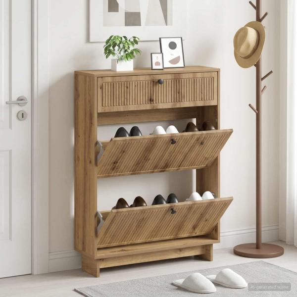 ARDEBO.de - Schuhschrank EDE 78 x 24 x 103 cm Holzwerkstoff Artisan-Eiche