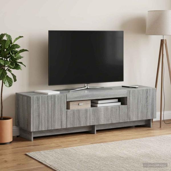 ARDEBO.de - LED-TV-Schrank EDE 153 x 35 x 43 cm Sonoma-Grau Holzwerkstoff