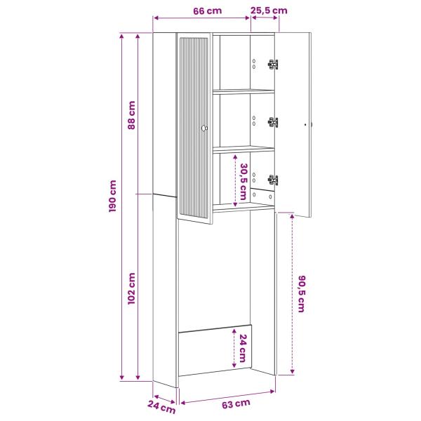 Toilettenschrank EDE Artisan-Eiche 66 x 25,5 x 190 cm