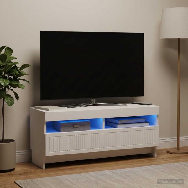 ARDEBO.de - LED-TV-Schrank EDE 100 x 35 x 43 cm Weiß Holzwerkstoff