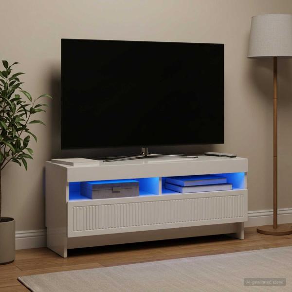 ARDEBO.de - LED-TV-Schrank EDE 100 x 35 x 43 cm Hochglanz Weiß