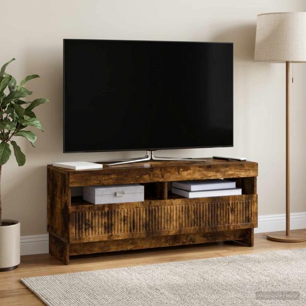 ARDEBO.de - LED-TV-Schrank EDE 100 x 35 x 43 cm Raucheiche Holzwerkstoff
