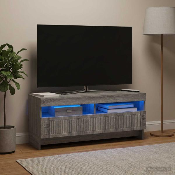 ARDEBO.de - LED-TV-Schrank EDE 100 x 35 x 43 cm Sonoma-Grau Holzwerkstoff