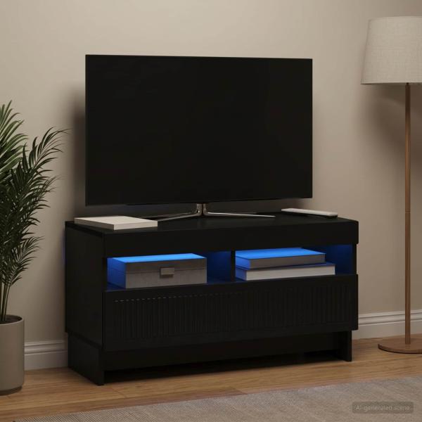 ARDEBO.de - LED-TV-Schrank ALKMAAR 81 x 35 x 43 cm Schwarz Holzwerkstoff
