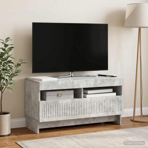 ARDEBO.de - LED-TV-Schrank ALKMAAR 81 x 35 x 43 cm Betongrau Holzwerkstoff