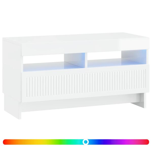 LED-TV-Schrank ALKMAAR 81 x 35 x 43 cm Hochglanz Weiß