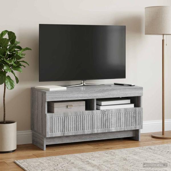 ARDEBO.de - LED-TV-Schrank ALKMAAR 81 x 35 x 43 cm Sonoma-Grau