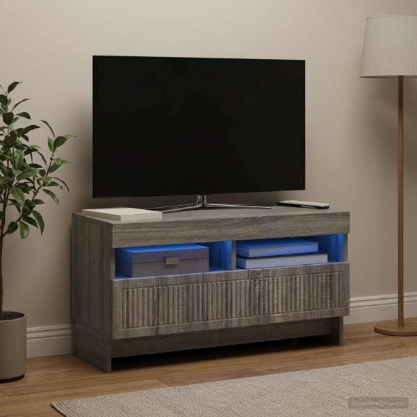 LED-TV-Schrank ALKMAAR 81 x 35 x 43 cm Sonoma-Grau