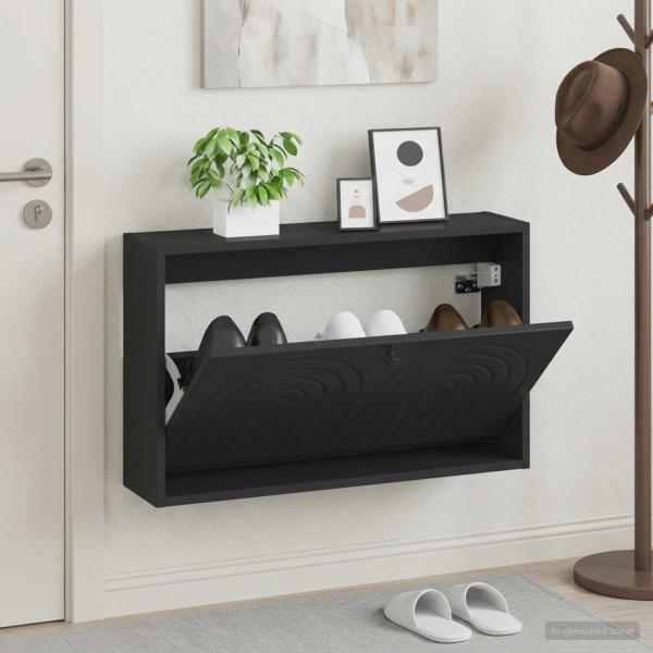 ARDEBO.de - Wandmontierter Schuhschrank ALKMAAR 71 x 17 x 43 cm Schwarz