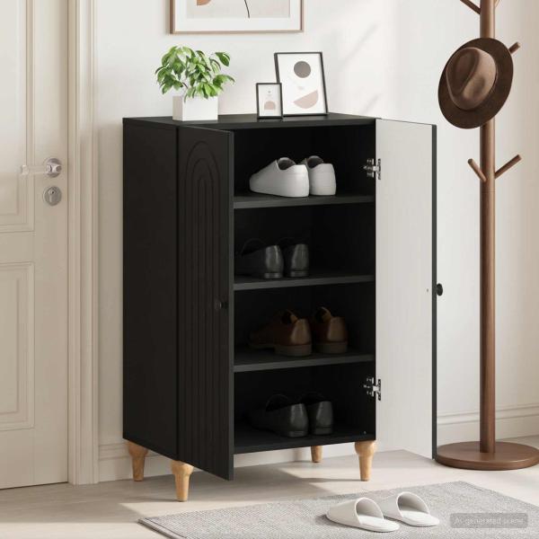 ARDEBO.de - Schuhschrank ALKMAAR 59,5 x 39,5 x 90 cm Holzwerkstoff Schwarz