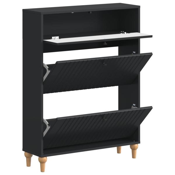 Schuhschrank ALKMAAR 78 x 24 x 103 cm Holzwerkstoff Schwarz