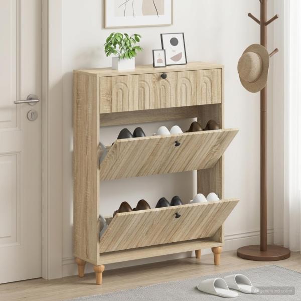 ARDEBO.de - Schuhschrank ALKMAAR 78 x 24 x 103 cm Holzwerkstoff