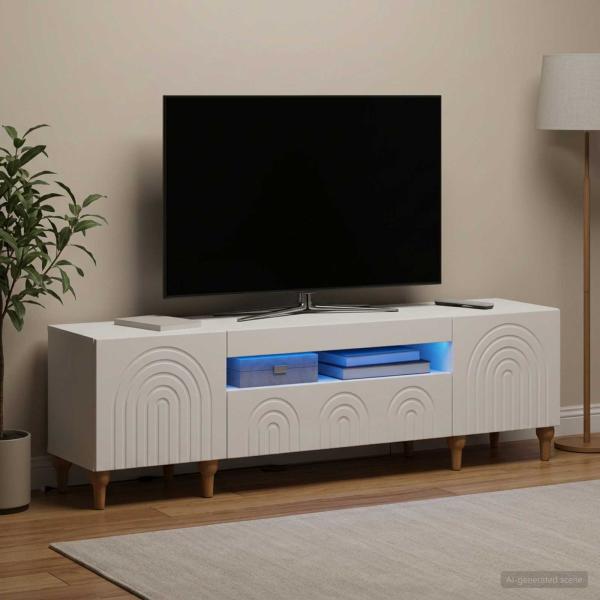 LED-TV-Schrank ALKMAAR 153 x 35 x 43 cm Weiß Holzwerkstoff