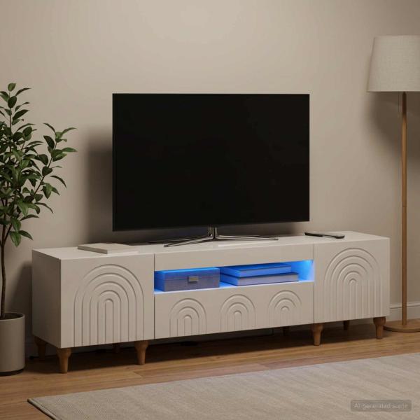 LED-TV-Schrank ALKMAAR 153 x 35 x 43 cm Hochglanz Weiß