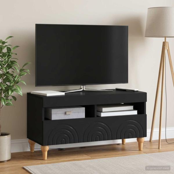 ARDEBO.de - LED-TV-Schrank ALKMAAR 81 x 35 x 43 cm Schwarz Holzwerkstoff