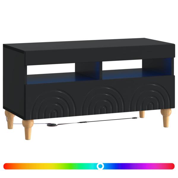 LED-TV-Schrank ALKMAAR 81 x 35 x 43 cm Schwarz Holzwerkstoff