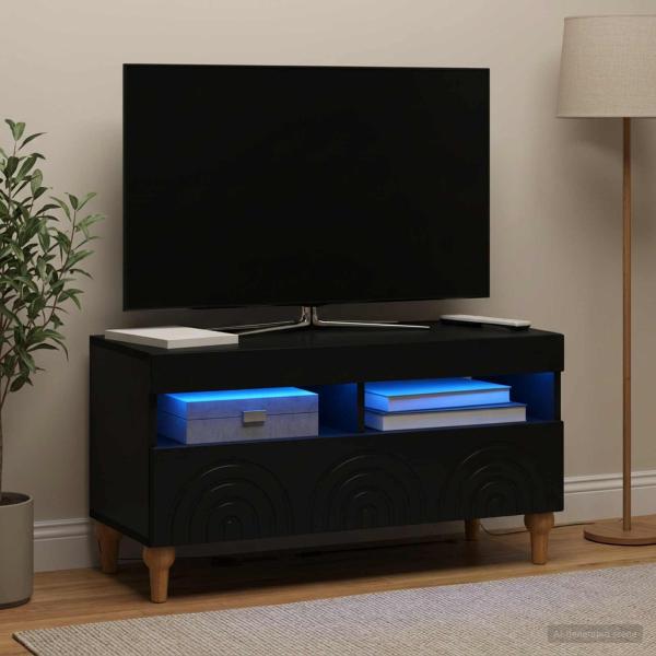 LED-TV-Schrank ALKMAAR 81 x 35 x 43 cm Schwarz Holzwerkstoff