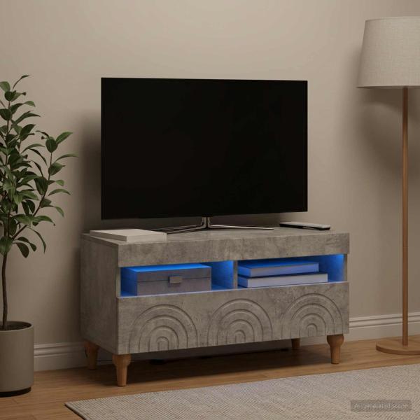ARDEBO.de - LED-TV-Schrank ALKMAAR 81 x 35 x 43 cm Betongrau Holzwerkstoff