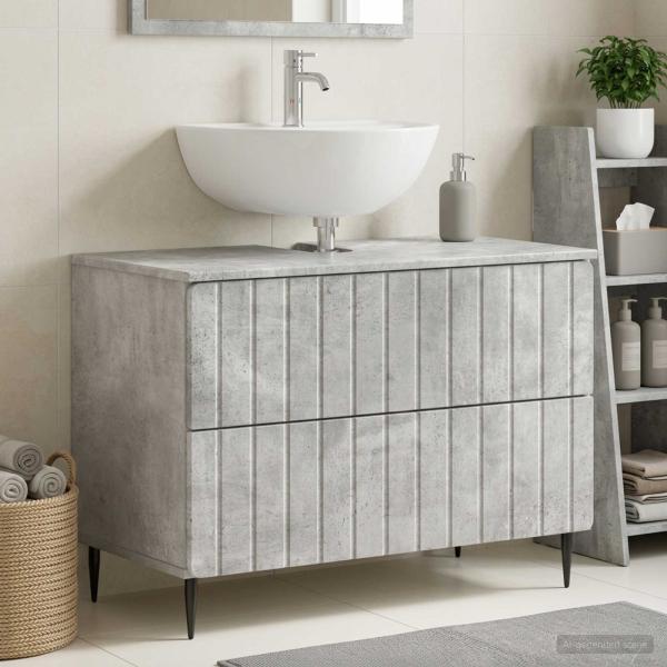 ARDEBO.de - Waschbeckenschrank ZWOLLE Betongrau 82 x 41 x 58,5 cm
