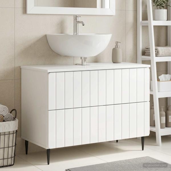 ARDEBO.de - Waschbeckenschrank ZWOLLE Hochglanz Weiß 82 x 41 x 58,5 cm