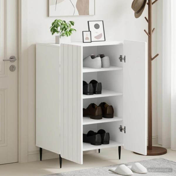 ARDEBO.de - Schuhschrank ZWOLLE 59,5 x 39,5 x 91,5 cm Holzwerkstoff Weiß