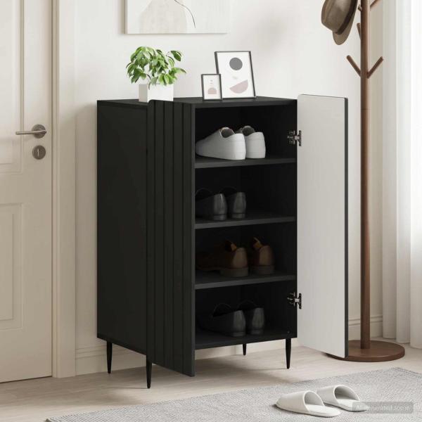 ARDEBO.de - Schuhschrank ZWOLLE 59,5 x 39,5 x 91,5 cm Holzwerkstoff Schwarz