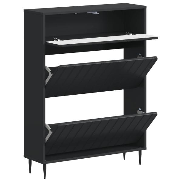 Schuhschrank ZWOLLE 78 x 24 x 103 cm Holzwerkstoff Schwarz