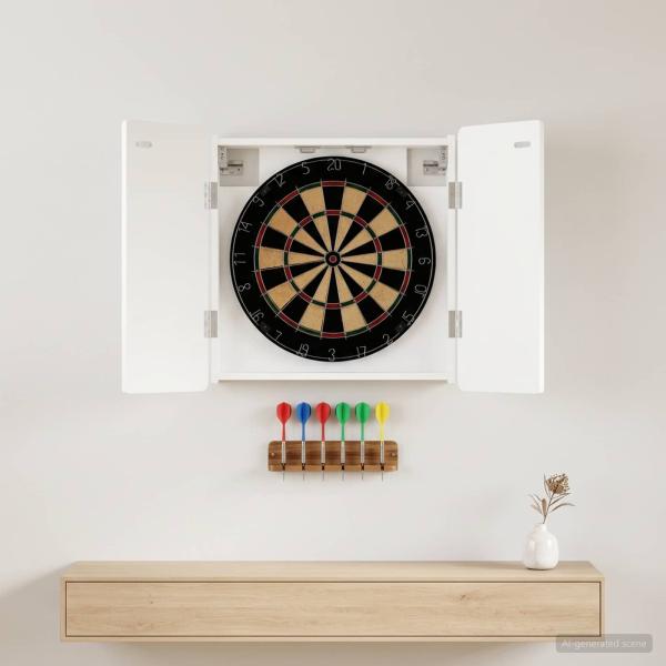 ARDEBO.de - Dartboard Schrank ZWOLLE Wei? 52,5 x 10,5 x 57,5 cm
