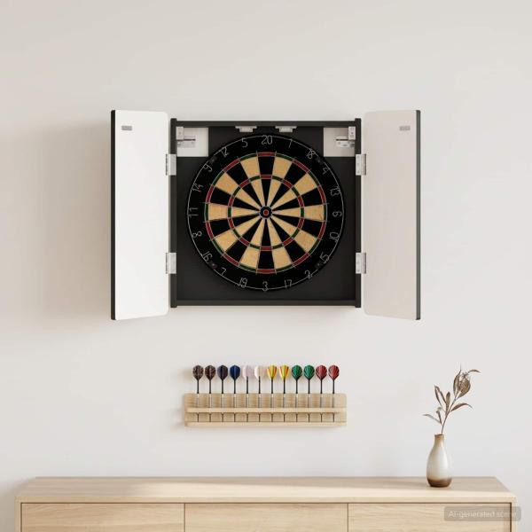 ARDEBO.de - Dartboard Schrank ZWOLLE Schwarz 52,5 x 10,5 x 57,5 cm