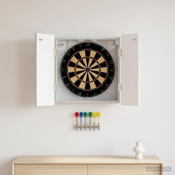 ARDEBO.de - Dartboard Schrank ZWOLLE Betongrau 52,5 x 10,5 x 57,5 cm