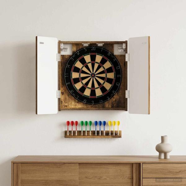 ARDEBO.de - Dartboard Schrank ZWOLLE Raucheiche 52,5 x 10,5 x 57,5 cm