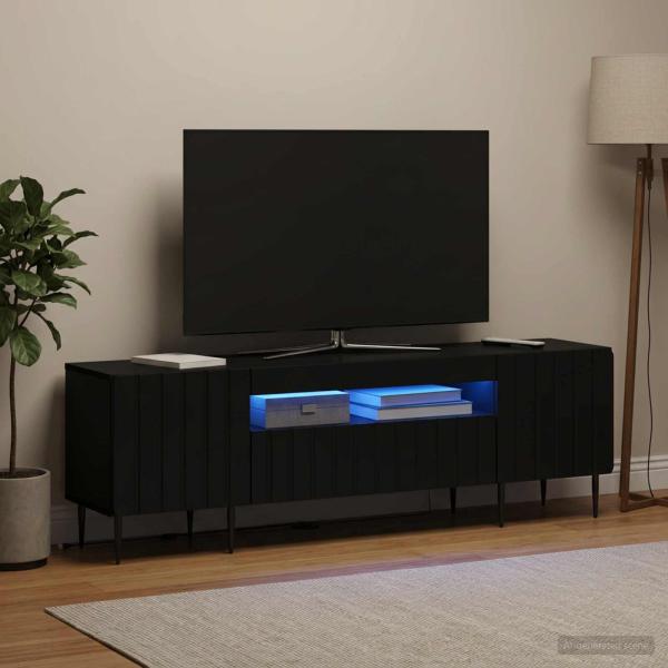 LED-TV-Schrank ZWOLLE 153 x 35 x 43 cm Schwarz Holzwerkstoff