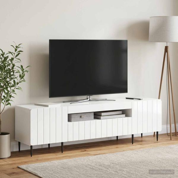 LED-TV-Schrank ZWOLLE 153 x 35 x 43 cm Hochglanz Weiß